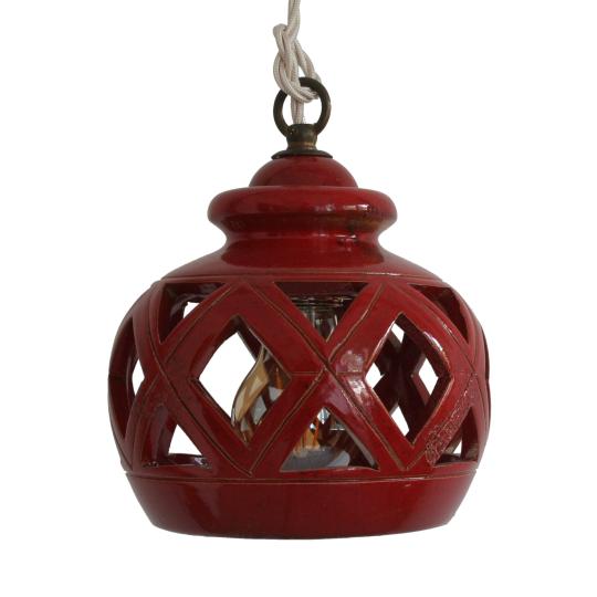 piros keramia mediterran lampa rusztikus ebedlo konyha fuggesztek csillar vilagitas rusztikus videki provence paraszthaz antikolt porcelan.jpg